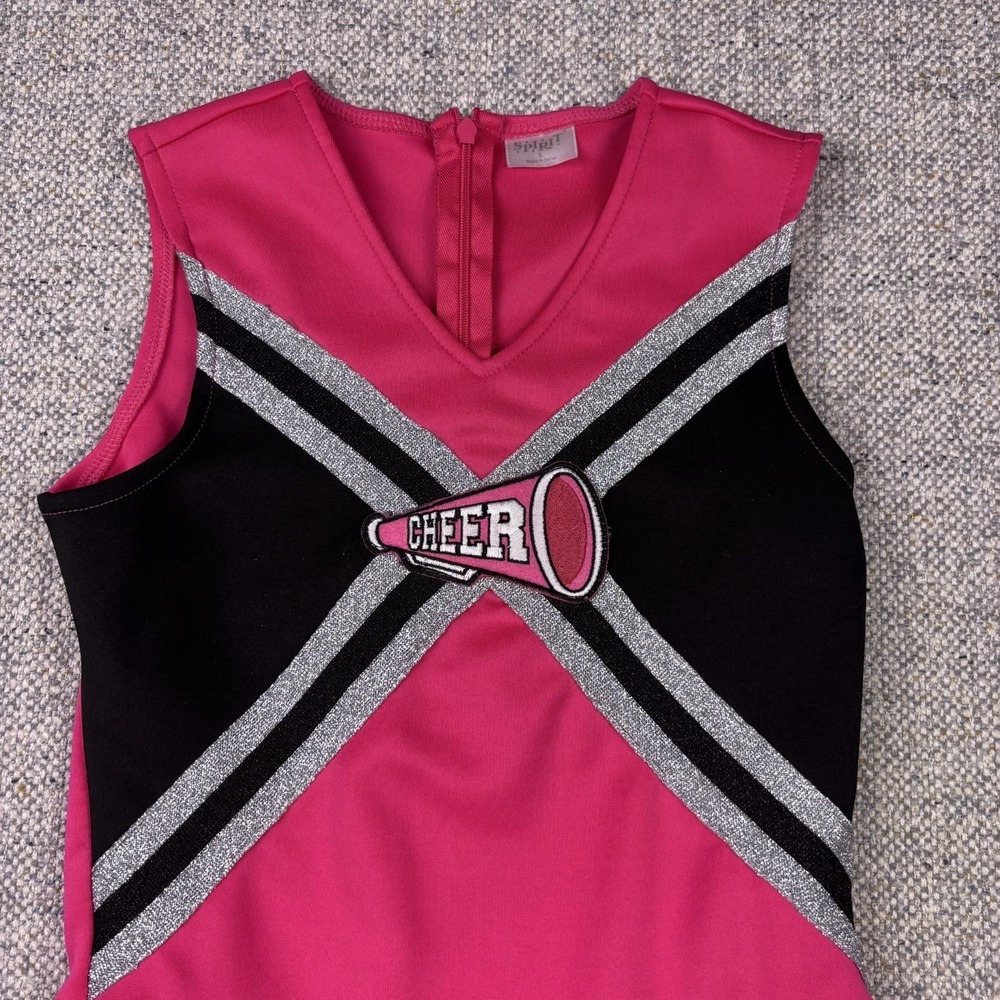 Spirit Halloween Girls Cheerleader Dress Pink/Blk/Silver Youth Large - Picture 2 of 5